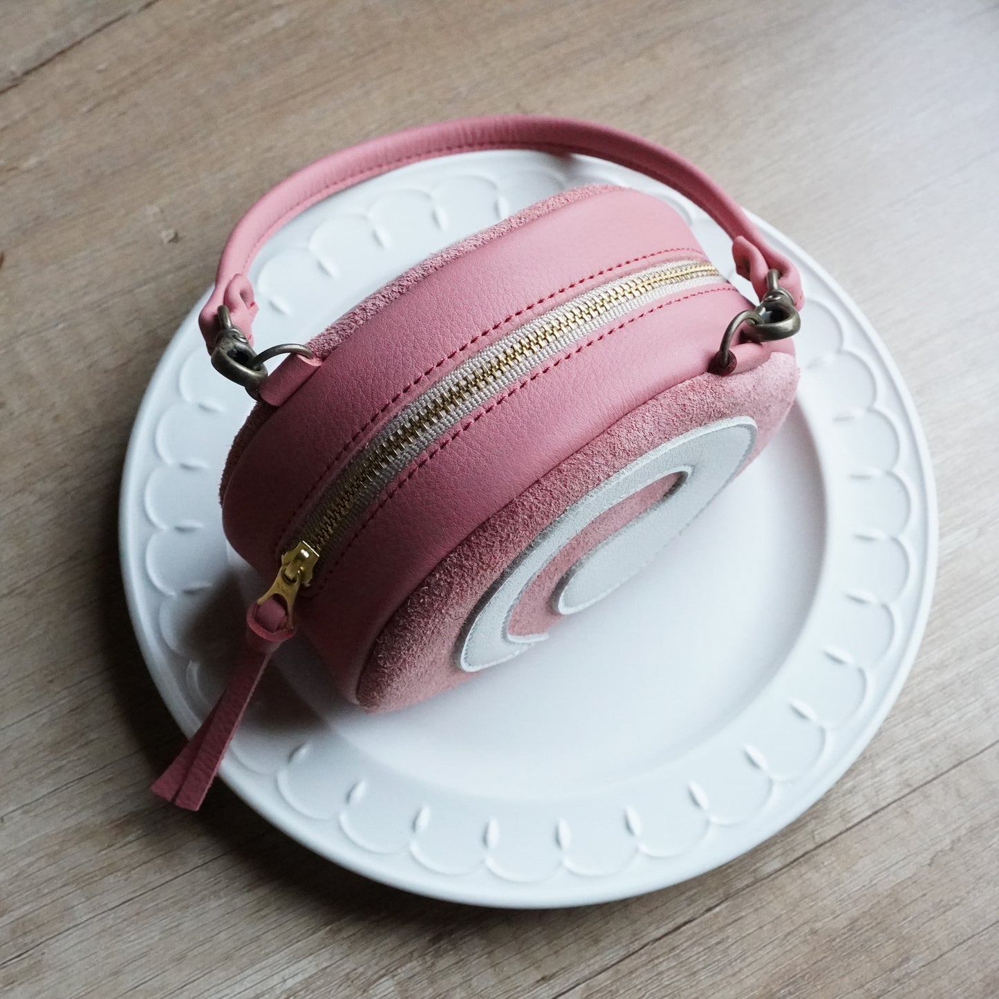 Pink Roll Cake Hand Strap Pouch
