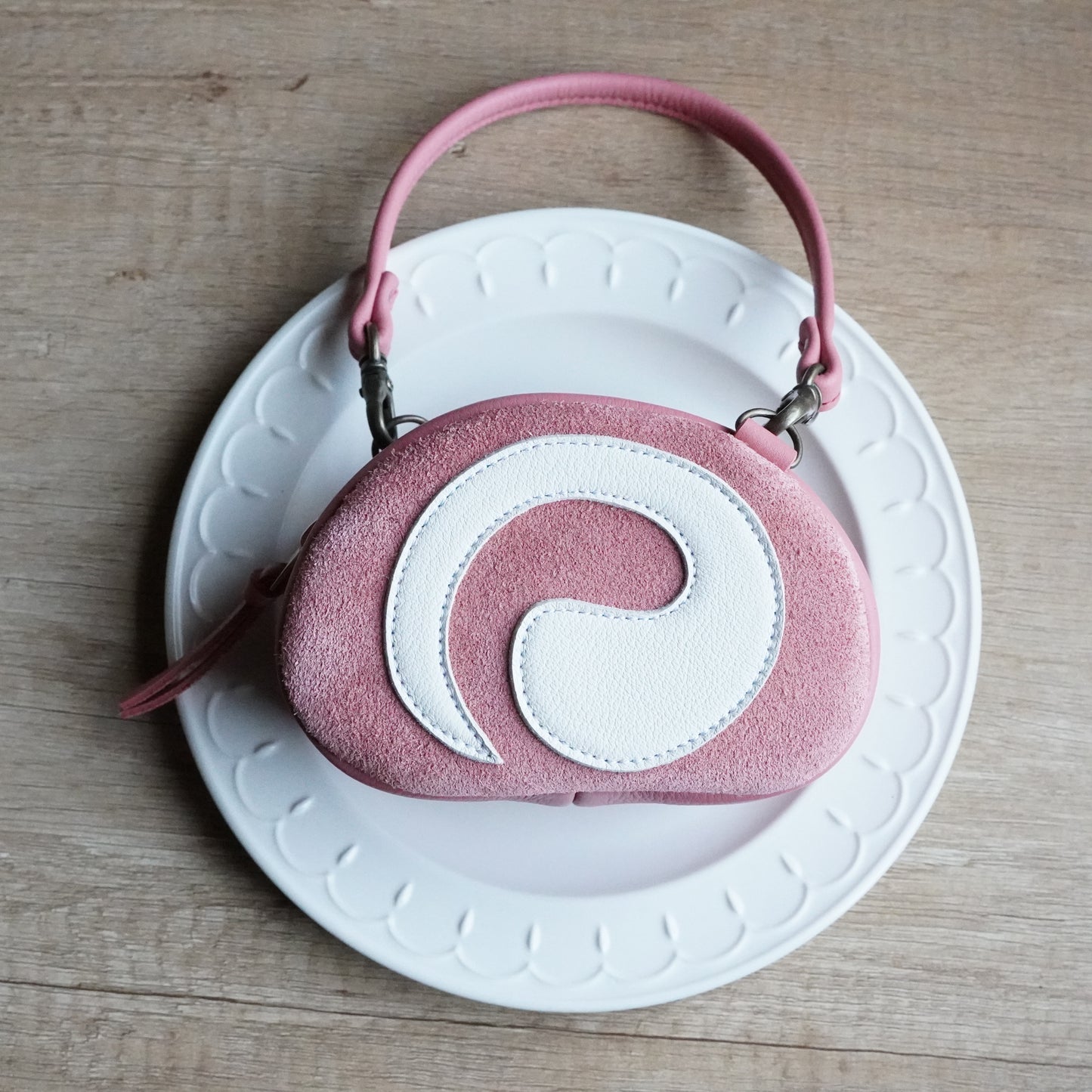 Pink Roll Cake Hand Strap Pouch