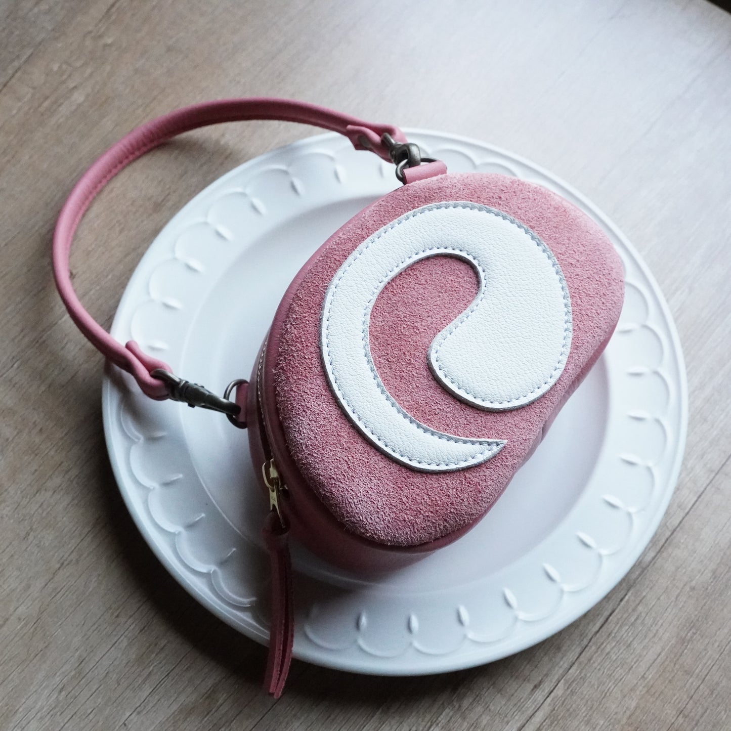 Pink Roll Cake Hand Strap Pouch